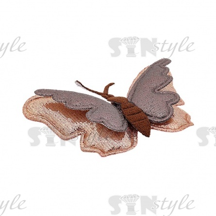 Аппликация 3D "Бабочка", цвет серый+грязно-розовый, размер 50х35 мм фото 2