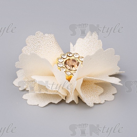 Цветочки декоративные со стразами, цвет шампань, диаметр 35 мм. фото 2