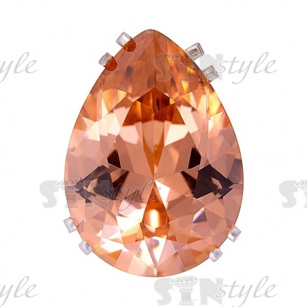 Стразы пришивные стеклянные в цапах, форма капля, цвет серебро+персик, размер 13*18мм  фото 1