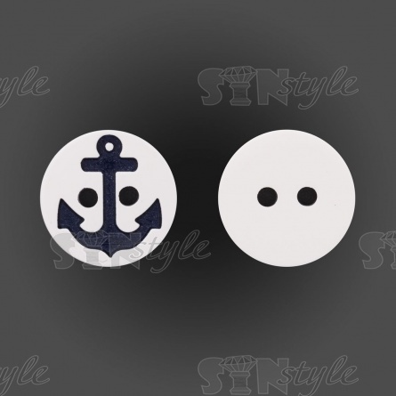 Пуговица пластиковая на два прокола, размер 20L, цвет белый/темно-синий фото 1