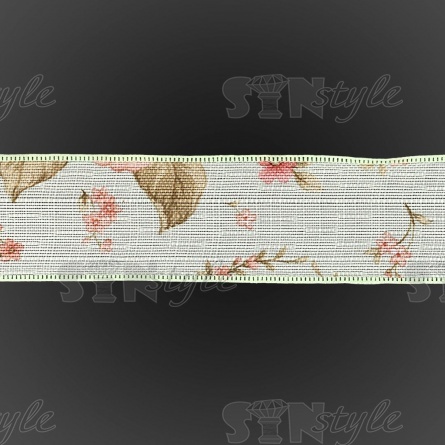 Декоративная лента с цветочным принтом, цвет мятный,  ширина 40 мм, намотка 20 ярдов фото 3