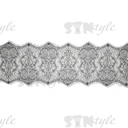 Кружево "Французское", ширина 180 мм, цвет черный, длина 3 метра фото 2