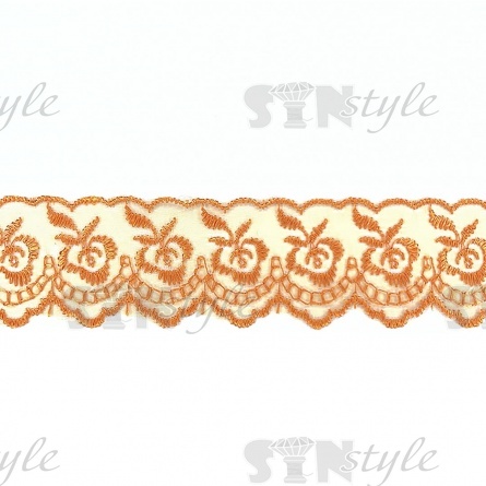 Кружево декоративное, ширина 40 мм, цвет оранжевый (24), намотка 10 ярдов фото 1