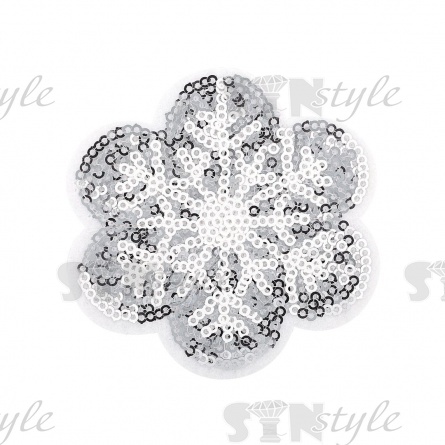 Термоаппликация "Снежинка" с пайетками, размер 78 мм фото 1