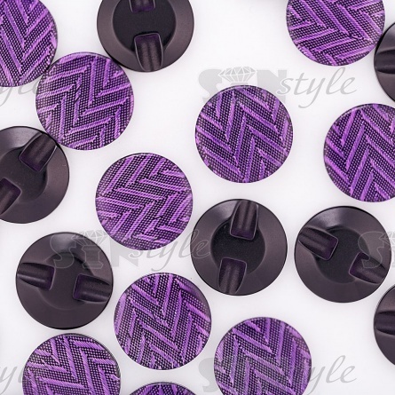 Пуговица пластиковая на полуножке, размер 24L, фиолетовая с блестками, рисунок "елочка" фото 3