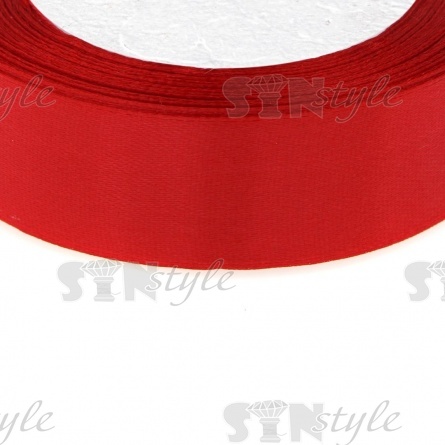 Декоративная тесьма атласная, ширина 25 мм, намотка 25 ярдов, цвет темно-красный (№132) фото 2