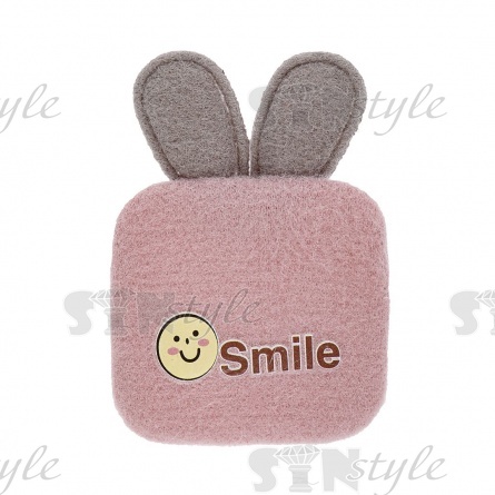 Аппликация 3D "Рамка с ушками", цвет грязно-розовый+серый, размер 45х60 мм фото 1