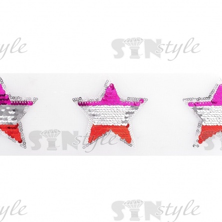 Аппликация на сетке из пайеток "Звезда", разноцветная, размер 80 х 80 мм, рулон 80 шт. фото 1