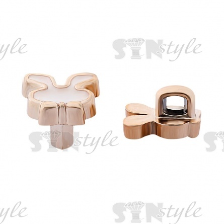 Пуговица пластиковая на ножке, в форме зайчика, размер 16L, золотая основа с белой эмалью фото 2