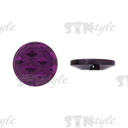 Пуговица пластиковая на полуножке, размер 34L, форма круглая, рисунок "ромб", цвет фиолетовый фото 1