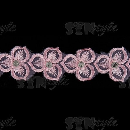 Цветочки из капроновой ленты, ширина 33 мм, намотка 20 ярдов, цвет розовый+белый, № 5 фото 3