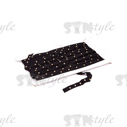 Декоративная тесьма отделочная с металлическими заклепками, цвет черный, ширина 15 мм, намотка 10 ярдов фото 3