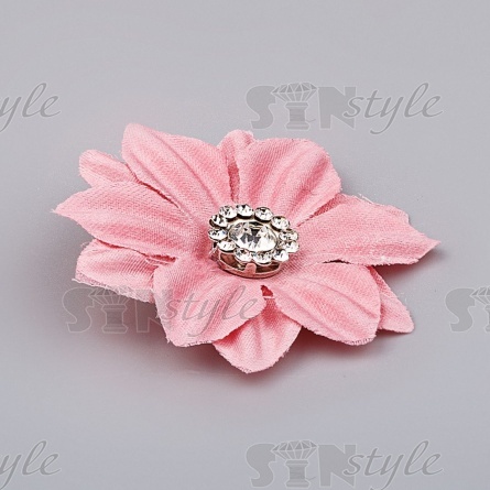 Цветочки декоративные со стразами, цвет грязно-розовый, диаметр 40 мм фото 2