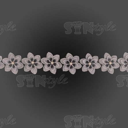 Цветочки из капроновой ленты, размер 45 мм, намотка 20 ярдов.цвет серый (№32)  фото 2