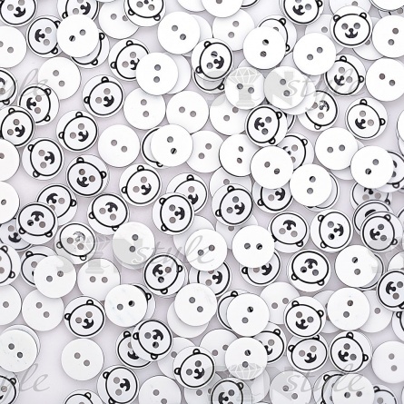 Пуговица пластиковая на два прокола "Медвежонок", белая с черным, 20L фото 4