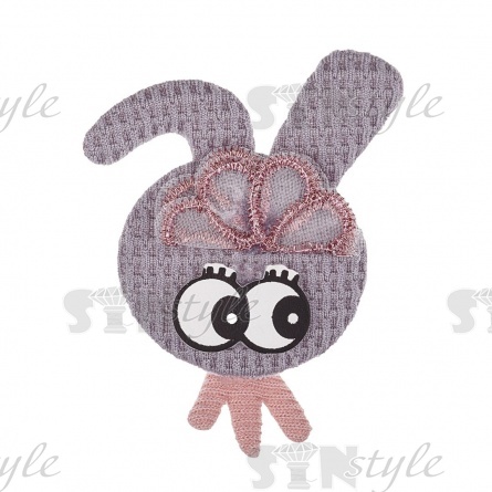 Аппликация 3D "Зайчик", цвет серый, размер 45х55 мм фото 1