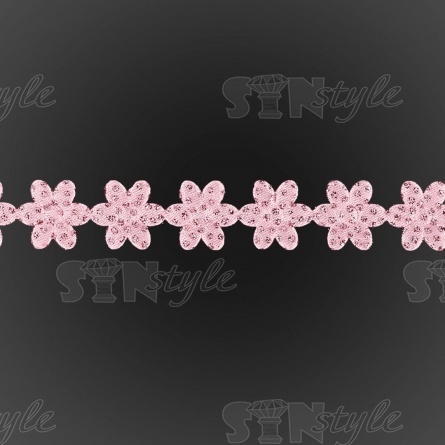 Декоративная лента из цветочков, цвет розовый, ширина 20 мм, намотка 20 ярдов фото 3