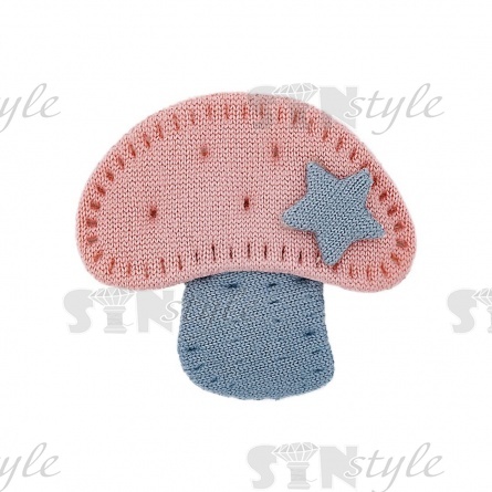 Аппликация 3D "Грибок", цвет серый+грязно-розовый, размер 35х30 мм фото 1