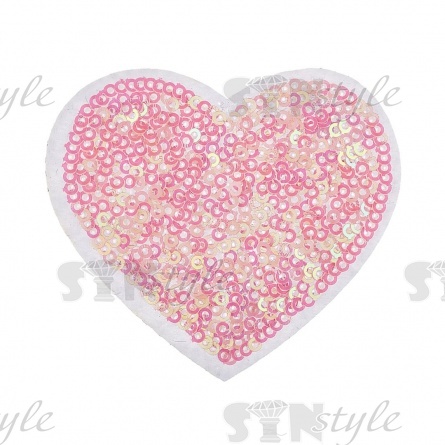 Термоаппликация "Сердечко"с пайетками, размер 68х60 мм фото 1