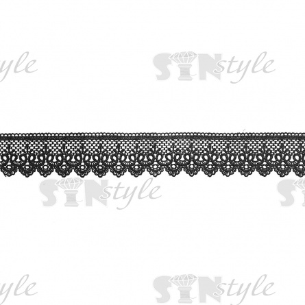 Кружево ажурное с восточным орнаментом и фестонами по краю, ширина 60 мм, цвет черный, намотка 14 ярдов фото 2