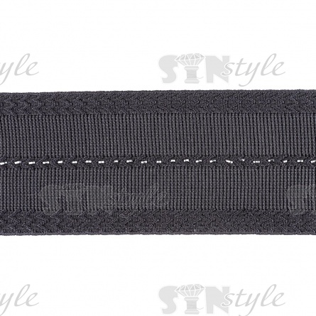 Резинка декоративная с серебряной нитью, ширина 70 мм, цвет черный, намотка 25 метров. фото 3