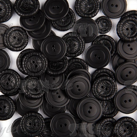Пуговица пластиковая на два прокола, черная, 28L фото 3