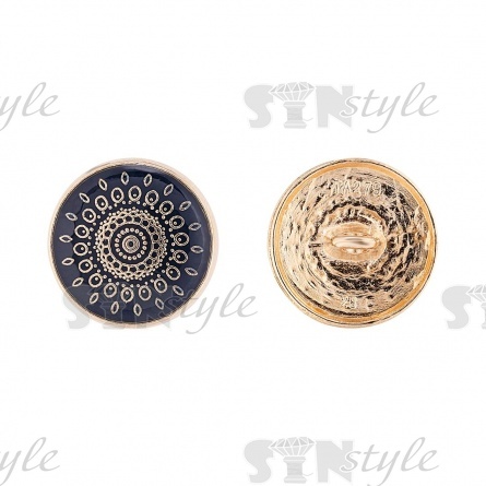 Пуговица металлическая на ножке, золото/темно-синий, 28L фото 1