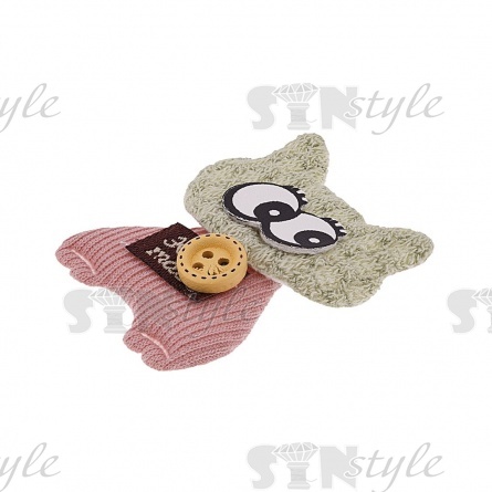 Аппликация 3D "Котик", цвет мята+грязно-розовый, размер 50х35 мм фото 2