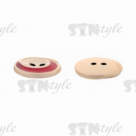 Пуговица пластиковая на два прокола, золотая с красным, 28L фото 3