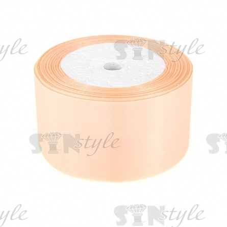 Декоративная лента атласная, ширина 50 мм, намотка 25 ярдов, цвет абрикосовый (№007) фото 1