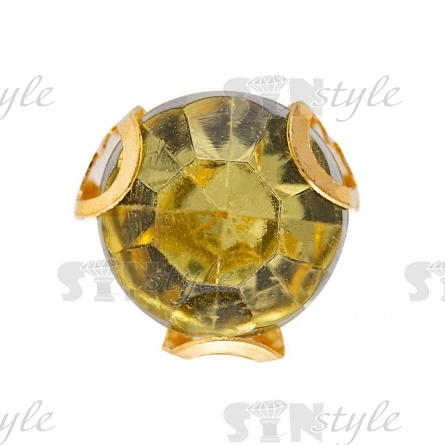 Стразы пришивные акриловые в цапах, форма круг, цвет золото+желто-зеленый, диаметр 7 мм, 720 шт/уп. фото 1