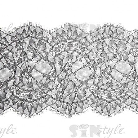 Кружево "Французское", ширина 230 мм, цвет черный, длина 3 метра фото 1