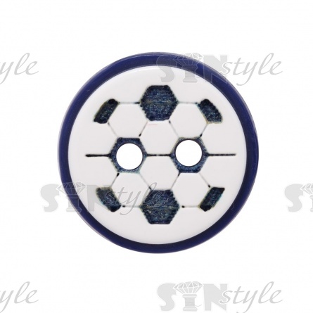 Пуговица пластиковая на два прокола "Футбол", размер 20L, цвет белый/синий фото 2