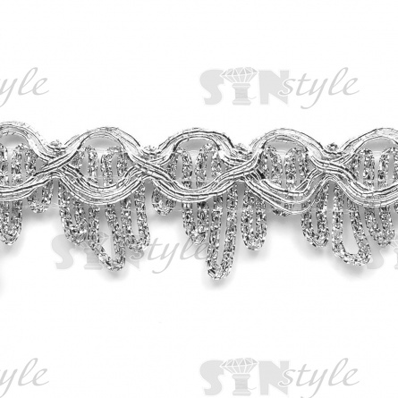 Тесьма отделочная металлизированная, ширина 25 мм, цвет серебро, намотка 15 ярдов фото 2