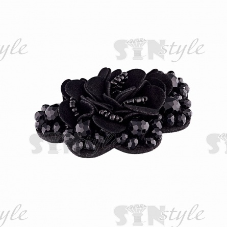 Аппликация с элементами из бисера на фетровой основе, размер 55 мм х70 мм, цвет черный фото 2