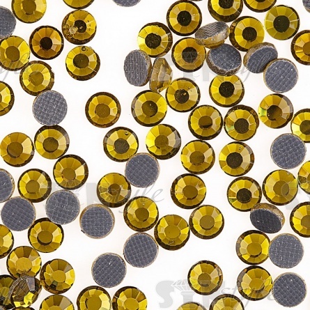 Стразы термоклеевые стеклянные SS16, форма круг, цвет оливковый (922),1440 шт/уп фото 2
