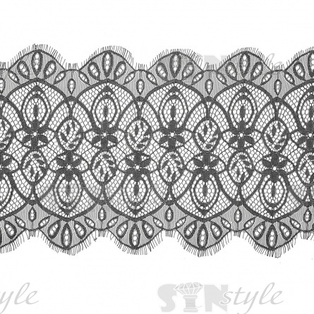 Кружево "Французское", ширина 220 мм, цвет черный, длина 3 метра фото 1