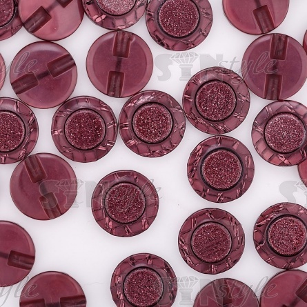 Пуговица пластиковая на полуножке, размер 34L, цвет грязно-розовый с блестками фото 3