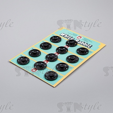 Кнопки пришивные, металлические, цвет черный, размер 25 мм, на пластине 12 шт. фото 1