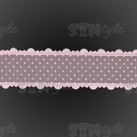 Декоративная лента капроновая "в крапинку" с фигурной каймой, ширина 40 мм, намотка 25 ярдов, цвет розовый фото 3