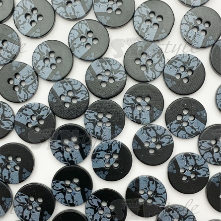Пуговица пластиковая на четыре прокола, размер 24L, цвет черный/серый фото 3