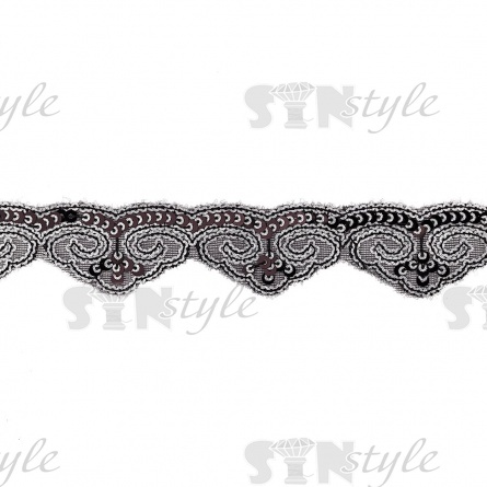 Декоративная тесьма на черной сетке, расшитая черными и серебряными пайетками, ширина 35 мм, намотка 20 ярдов  фото 2