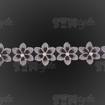 Цветочки из капроновой ленты, размер 30 мм, намотка 20 ярдов, цвет серый (#32) фото 3