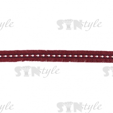 Декоративная тесьма букле с бахромой, цвет бордовый, ширина 25 мм, намотка 45 ярдов фото 2