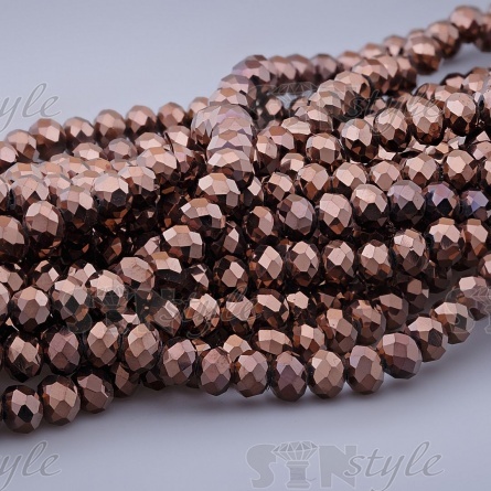 Бусины граненые Рондель (стекло), цвет бронза (82), 8 мм, 72 шт/нить фото 1
