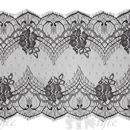 Кружево "Французское", ширина 340 мм, цвет черный, длина 3 метра фото 1