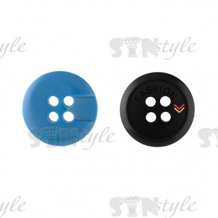 Пуговица пластиковая на четыре прокола, размер 24L, цвет черный фото 1