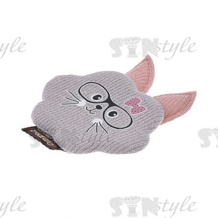 Аппликация 3D "Зайчик", цвет серый+грязно-розовый, размер 50х65 мм фото 2