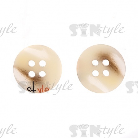 Пуговица пластиковая на четыре прокола, размер 24L, цвет бежевый фото 2