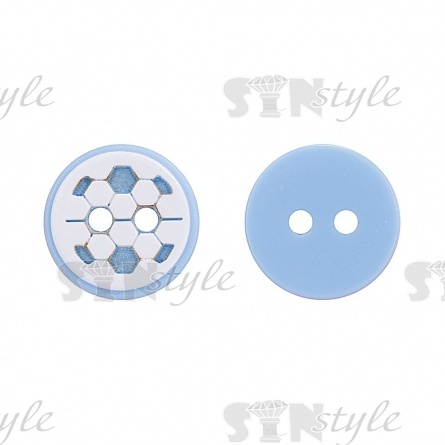 Пуговица пластиковая на два прокола "Футбол", размер 20L, цвет белый/голубой фото 1